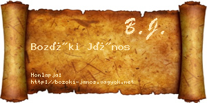 Bozóki János névjegykártya